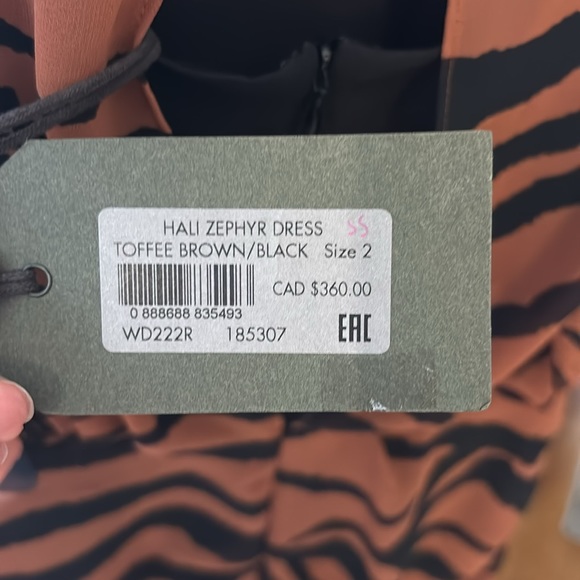 ALL SAINTS Hali Zephyr Mini Dress Toffee Brown/Black Size 2 NWT - Picture 4 of 6